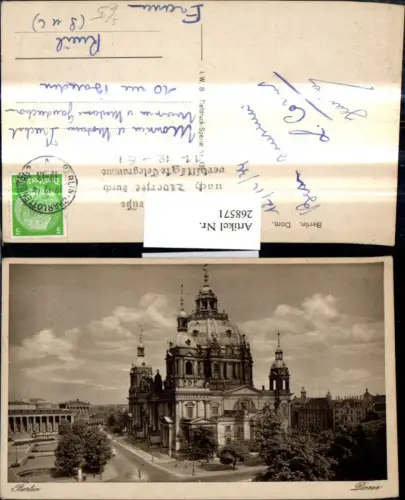 268571,Berlin Dom Stempel Heimatgrüsse n. Übersee d. verbilligte Telegramme 1934