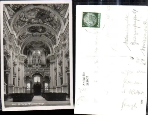 283907,Foto Ak Stift St Florian Bruckner Orgel Kirche Innenansicht