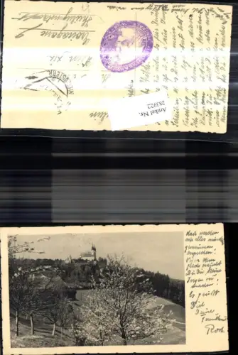 283922,Kirche Baumblüte i. Vordergrund Stempel Reichsverband für Jugendfürsorge Zentrale Wien