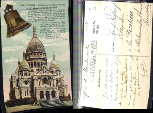 303161,Fotomontage Paris Basilique du Sacre Coeur de Montmartre Kirche Glocke Text