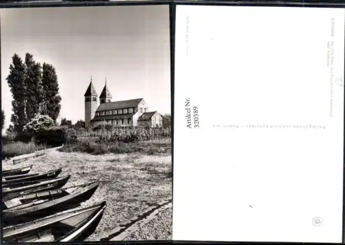 320389,Bodensee Insel Reichenau Peter u. Paulskirche in Niederzell Kirche Boote