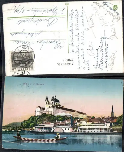 320433,Melk a. d. Donau Stift Kirche Schiff Dampfer Boot