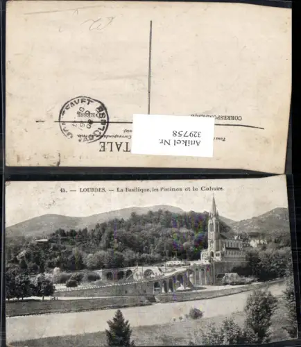 329758,Lourdes La Basilique les Piscines et le Calvaire Kirche Basilika