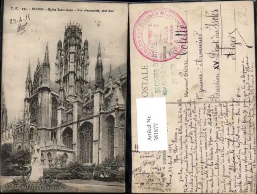 381877,Kirche Rouen Eglise Saint-Ouen Vue d ensemble Statue