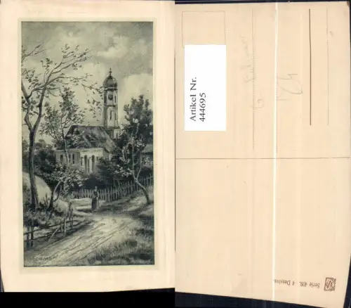 444695,Künstler Ak G. Fuhrmann Kirche Passepartout