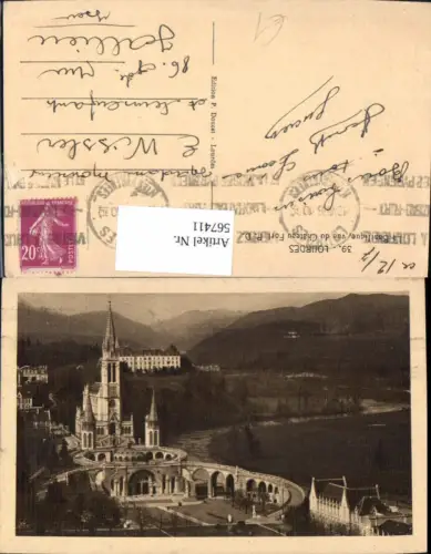 567411,Lourdes La Basilique vue du Chateau Fort P. D. Basilika Kirche