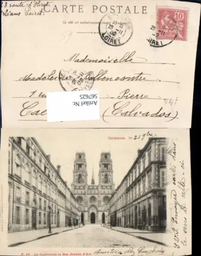 567625,Orleans La Cathedrale et Rue Jeanne d Arc Kathedrale