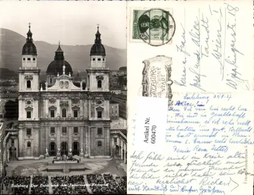 600470,Foto Ak Salzburg Dom u. Jedermann-Festspiel Theater Szene