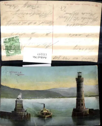 133257,Leuchtturm Lindau i. Bodensee Hafeneinfahrt Schiff Dampfer Löwendenkmal