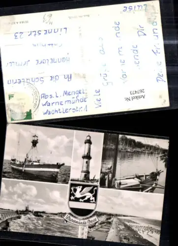 267473,Mehrbild Ak Warnemünde Ostsee Leuchtturm Strand Schiff