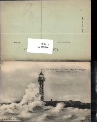 418649,Le Havre La Jetee un jour de tempete Leuchtturm