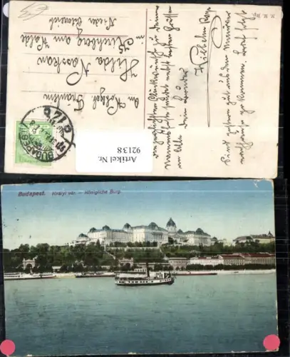 92138,Budapest Königliche Burg Ansicht m. Dampfer Schiffe