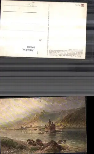 190088,Künstler Ak N. Astudin Kaub Burg Gutenfels u. Pfalz