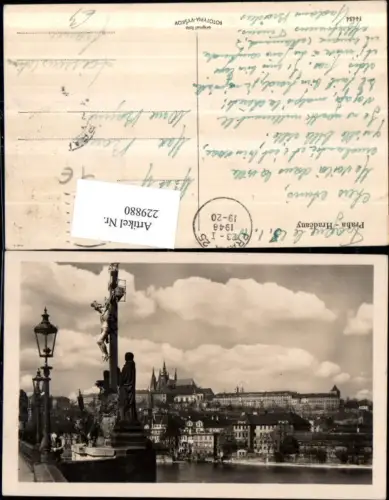 229880,Prag Praha Burg Hradschin Kreuz auf d. Karlsbrücke