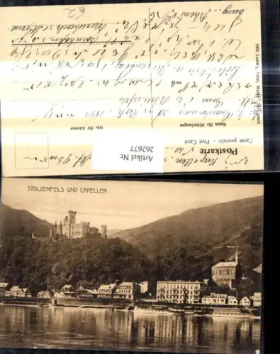 262677,Stolzenfels u. Capellen Schloss Burg Schiff Dampfer