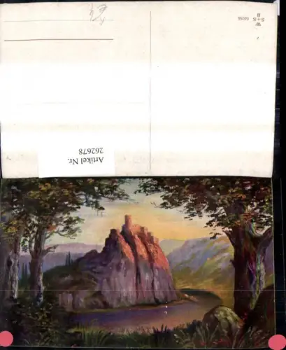 262678,Künstler Ak Schloss Burg a. Felsen Landschaft