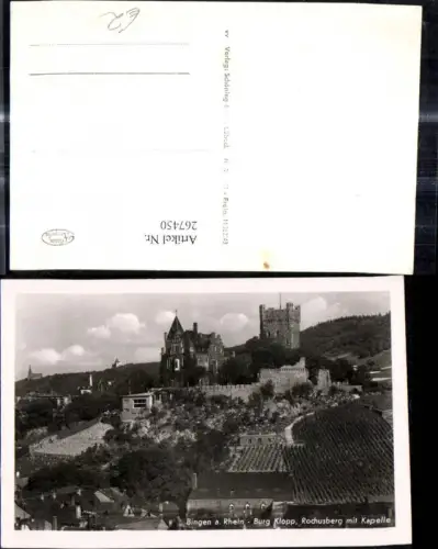 267450,Foto Ak Bingen a. Rhein Burg Klopp Rochusberg m. Kapelle Schloss Burg