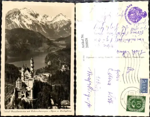 268028,Schloss Neuschwanstein m. Hohenschwangau Alpsee u. Hochgebirge