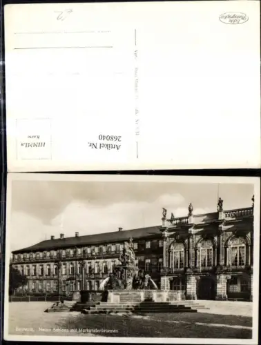 268040,Foto Ak Bayreuth Neues Schloss m. Markgrafenbrunnen Brunnen