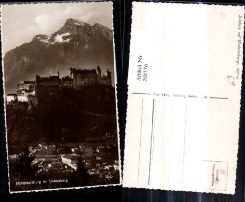 268376,Foto Ak Salzburg Festung Hohensalzburg m. Untersberg