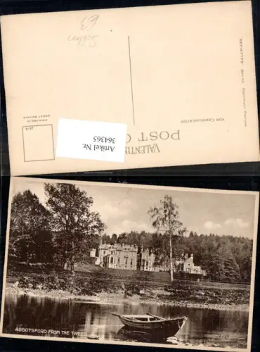 364365,Schloss Abbotsford form the Tweed Ruderboot Boot Ufer Fluss