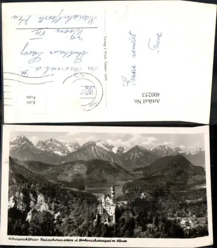 400253,Foto Ak Schloss Königsschloss Neuschwanstein u. Hohenschwangau m. Alpen