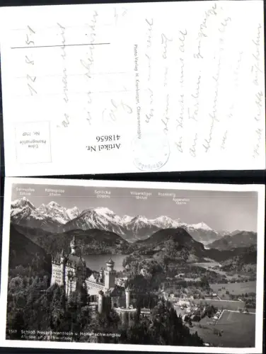 418656,Foto Ak Schloss Neuschwanstein u. Hohenschwangau Alpsee Schwansee b. Füssen