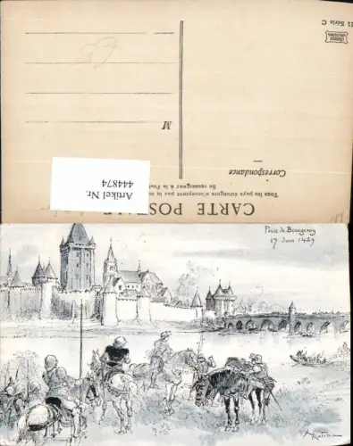 444874,Künstler Ak A. Rotida Prise de Beaugency Schloss Ritter Rüstung Reiter