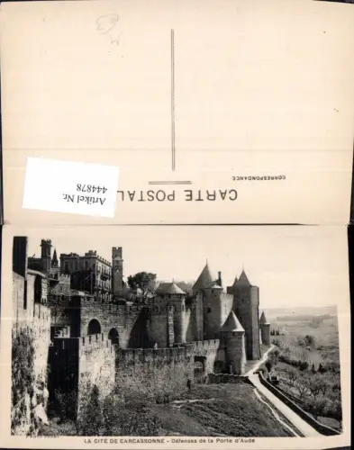 444878,La Cite de Carcassonne Defenses de la Porte d Aude Burg Schloss