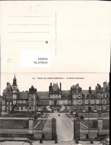 444893,Palais de Fontainebleau La Grille d Honneur Schloss