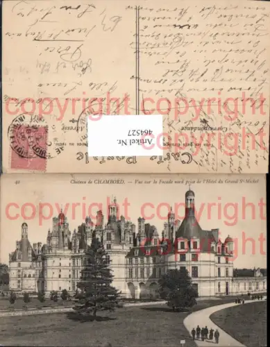 464527,Schloss Chateau de Chambord Vue sur la Facade nord prise de l Hotel du Grand St Michel