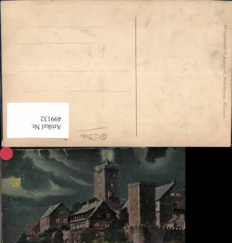 499132,Künstler Ak Die Wartburg v. Südwest Burg Mondschein Mond