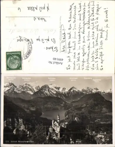 499140,Schloss Neuschwanstein m. Hohenschwangau Alpsee Gipfelkarte
