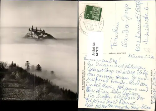 647171,Burg Hohenzollern Blick vom Zellerhorn auf Burg im Nebelmeer