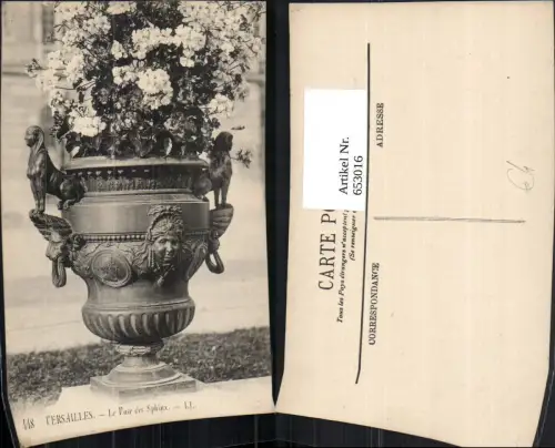 653016,Versailles Le Vase des Sphinx Detailansicht Vase Blumen France