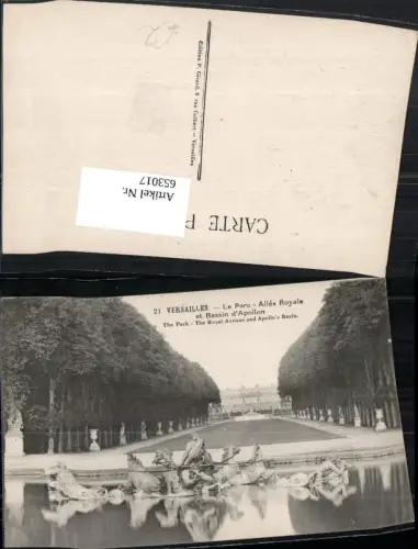 653017,Versailles Le Parc Allee Royale et Bassin d Apollon Brunnen France