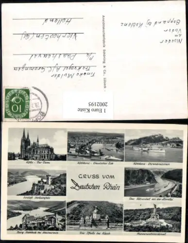 ,Köln Dom Koblenz Deutsches Eck Felsental a. d. Loreley Niederwalddenkmal Pfalz b. Kaub Burg Schoss