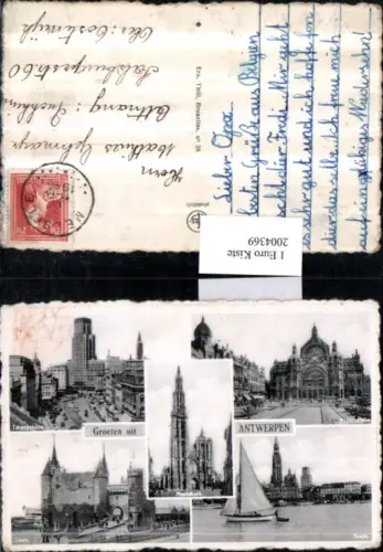 ,Groeten uit Antwerpen Steen Torengebouw Hoofdkerk Reede Segelboot Kirche Schloss Burg Mehrbildkarte