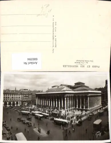 600394,Foto Ak Paris La Bourse Börse Stock Exchange Bus Busse