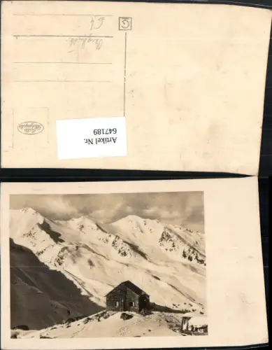 647189,Foto Ak Berghütte winterliche Bergkulisse