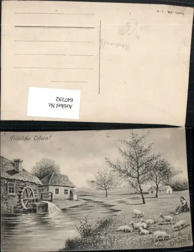 647192,Künstler Ak Wassermühle Mühle Schafe Schäferin
