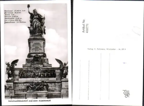 418771,Foto Ak Nationaldenkmal a. d. Niederwald Statue Monument