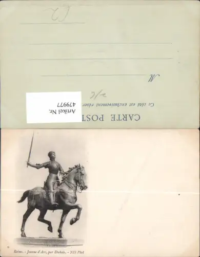 479977,Statue Reims Jeanne d Arc par Dubois Ritter Rüstung