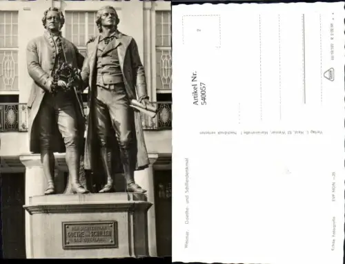 540057,Foto Ak Weimar Goethe- und Schillerdenkmal Statue Monument