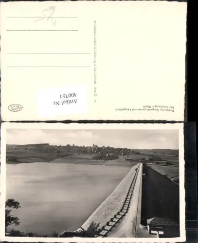 400767,Foto Ak Talsperre Damm d. Sorpetalsperre u. Landscheid Arnsberg i. Westfalen