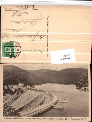 513941,Urfttalsperre Talsperre b. Gemünd in d. Eifel