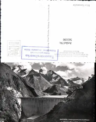 563190,Kaprun Talsperre Limbergsperre m. Krafthaus u. Stausee Wasserfallboden pub Cosy 2035a