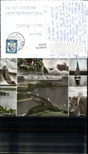 563192,Mehrbild Ak Möhnesee Talsperre Jugendherberge Sperrmauer Strandbad Delecke