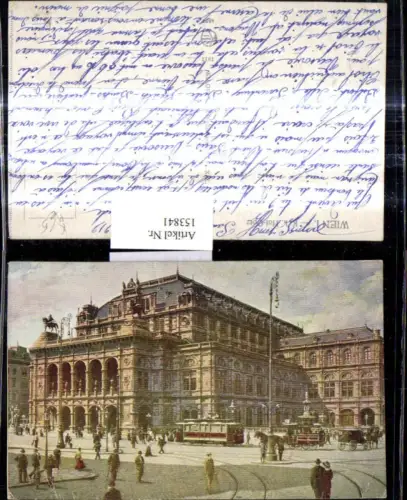 153841,Künstler Ak Wien 1 Kk Hof Oper Opernhaus Staatsoper a. Ring Strassenbahn Tram