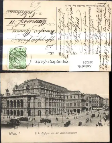 216224,Wien 1 K.k. Hofoper v. d. Kärntnerstrasse Staatsoper Oper pub Sperlings 72